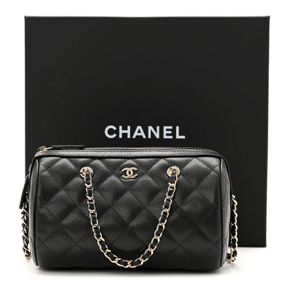 Chanel Caviar Quilted Barrel Clutch With Chain Black 11 of 11