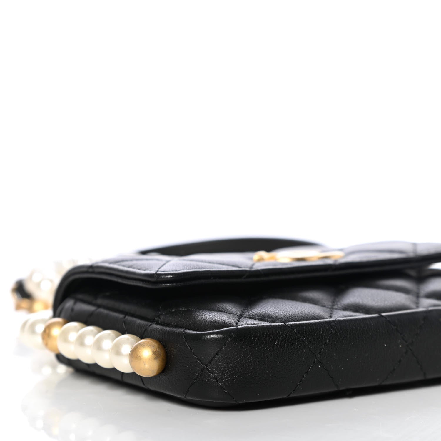 Chanel Calfskin Quilted About Pearls Card Holder Flap With Chain Black 9 of 12
