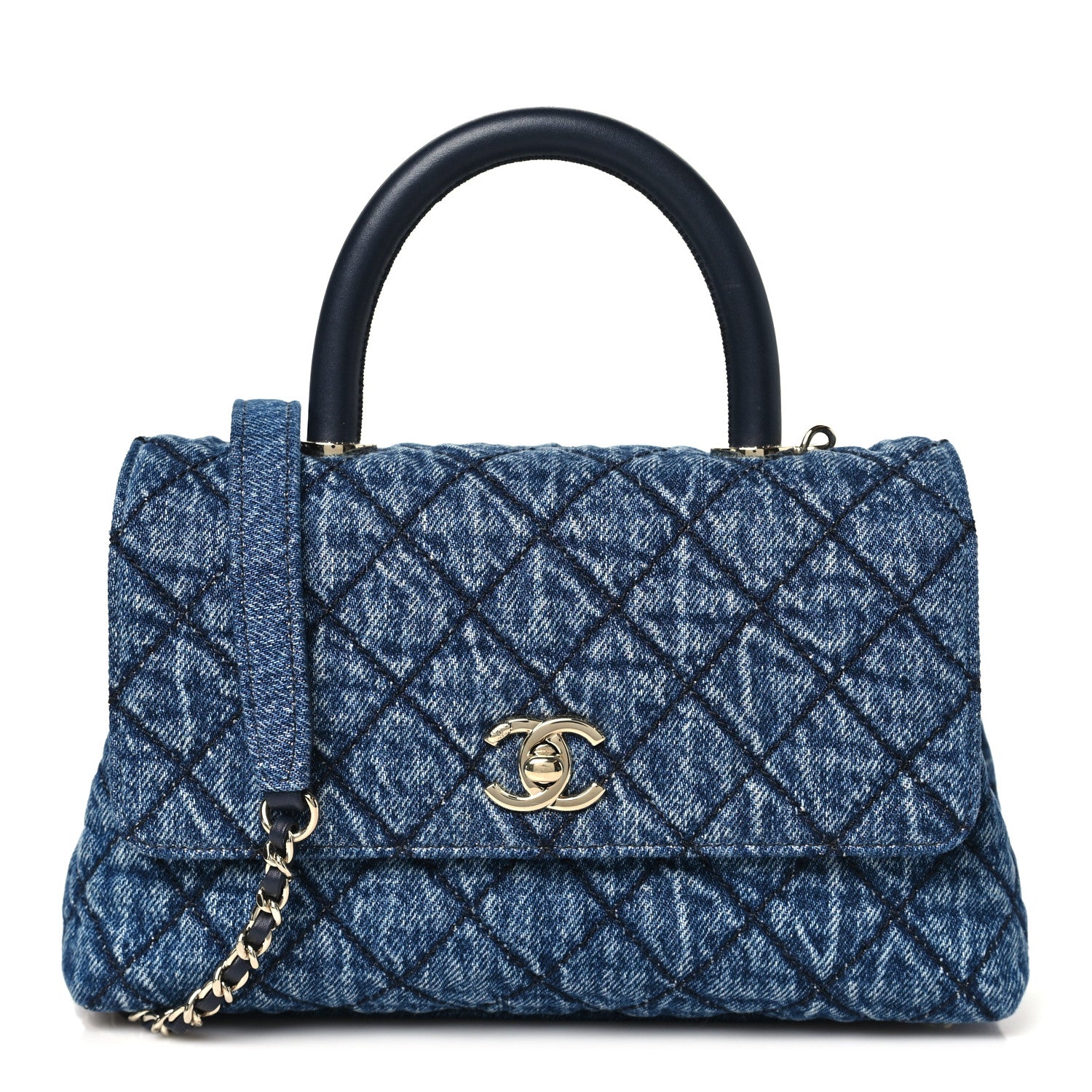 Chanel Washed Denim Quilted Mini Coco Handle Flap Blue 1 of 10