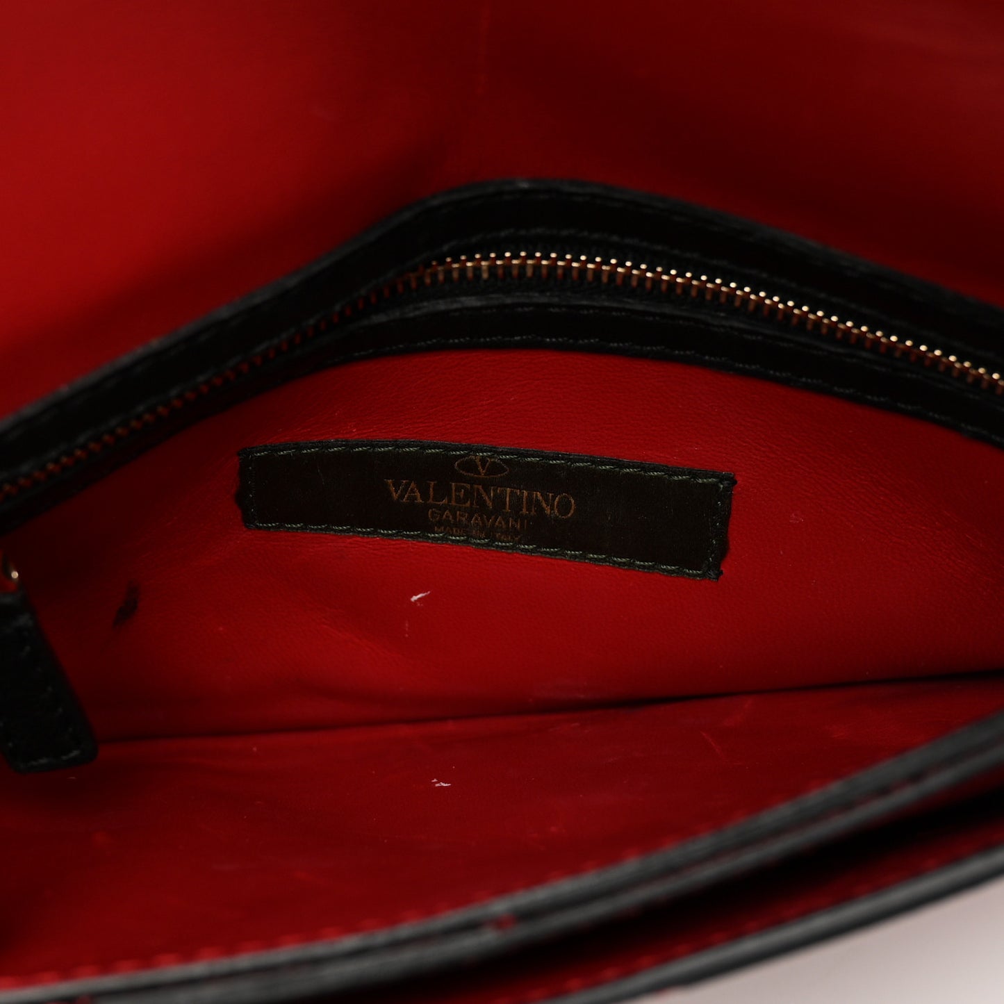Nappa Canvas Camouflage Rockstud Wristlet Clutch Red Black