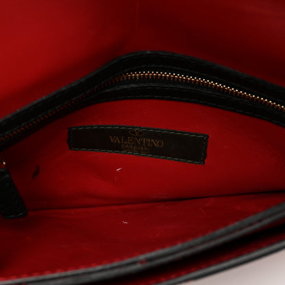 Valentino Garavani Nappa Canvas Camouflage Rockstud Wristlet Clutch Red Black 5 of 10