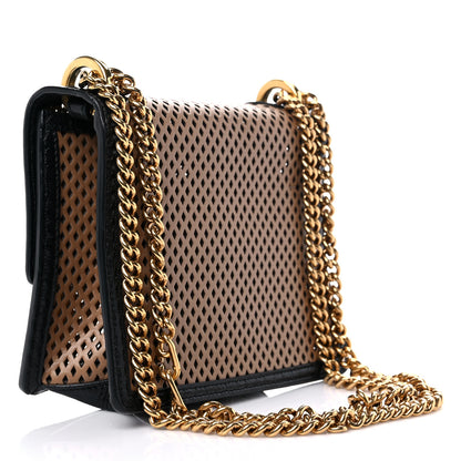 Fendi Vitello Liberty Glossy Lambskin Perforated Small Kan U Shoulder Bag Sand Mimosa Black 2 of 8