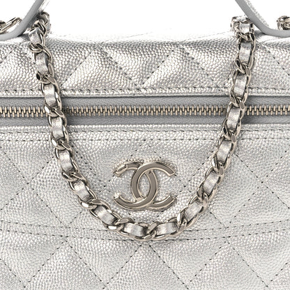 Chanel Metallic Caviar Quilted Trendy Handle Slim Vanity Silver 7 of 10