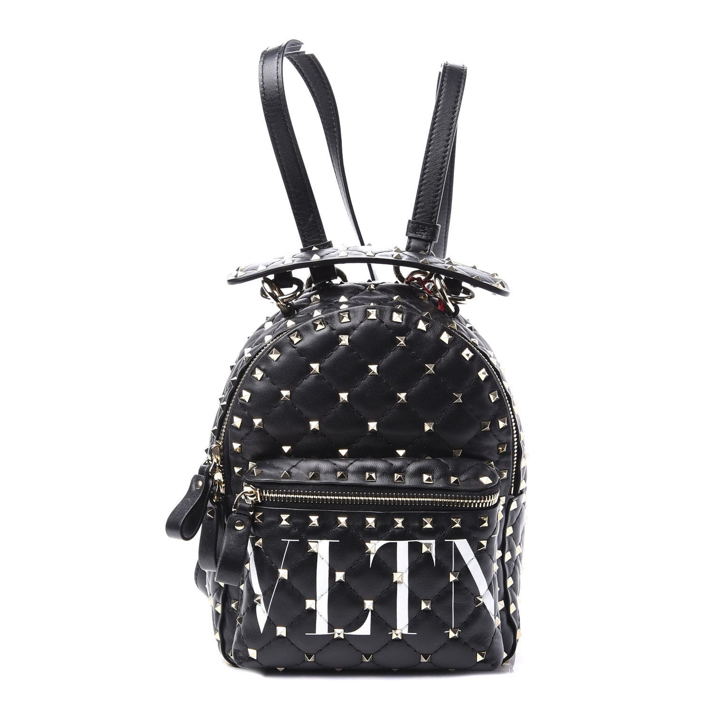 Lambskin VLTN Print Quilted Mini Rockstud Spike Backpack Black