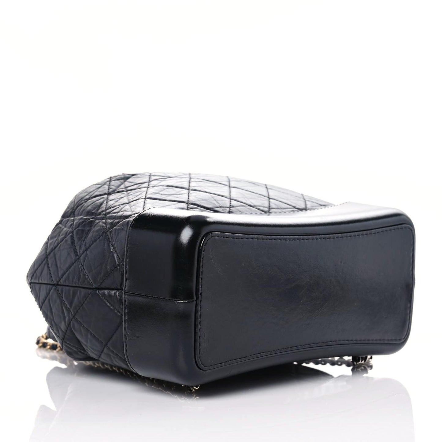 Aged Calfskin Quilted Gabrielle Backpack Black