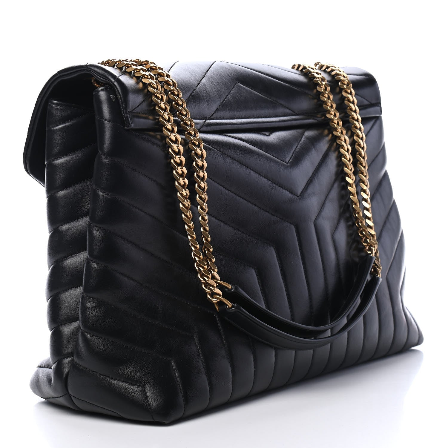 Saint Laurent Calfskin Y Quilted Monogram Large Loulou Chain Satchel Black 2 of 9