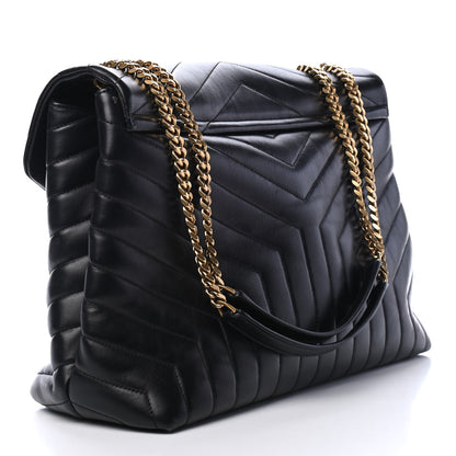 Saint Laurent Calfskin Y Quilted Monogram Large Loulou Chain Satchel Black 2 of 9
