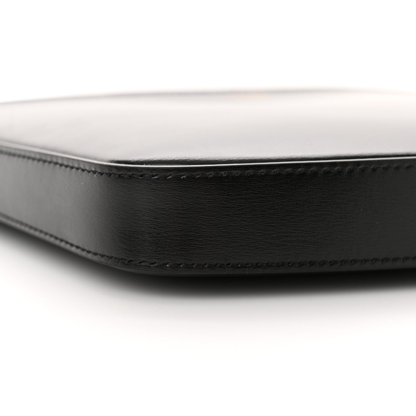 Shiny Calfskin Medium Croque Bag Black