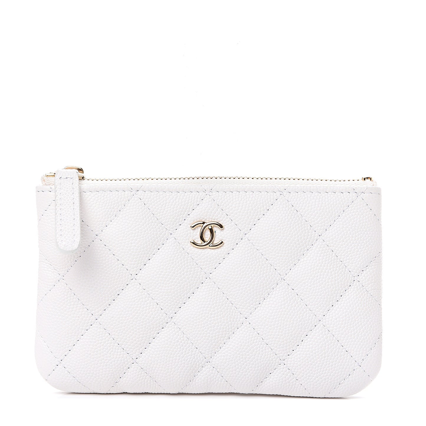 Caviar Quilted Small Cosmetic Case White
