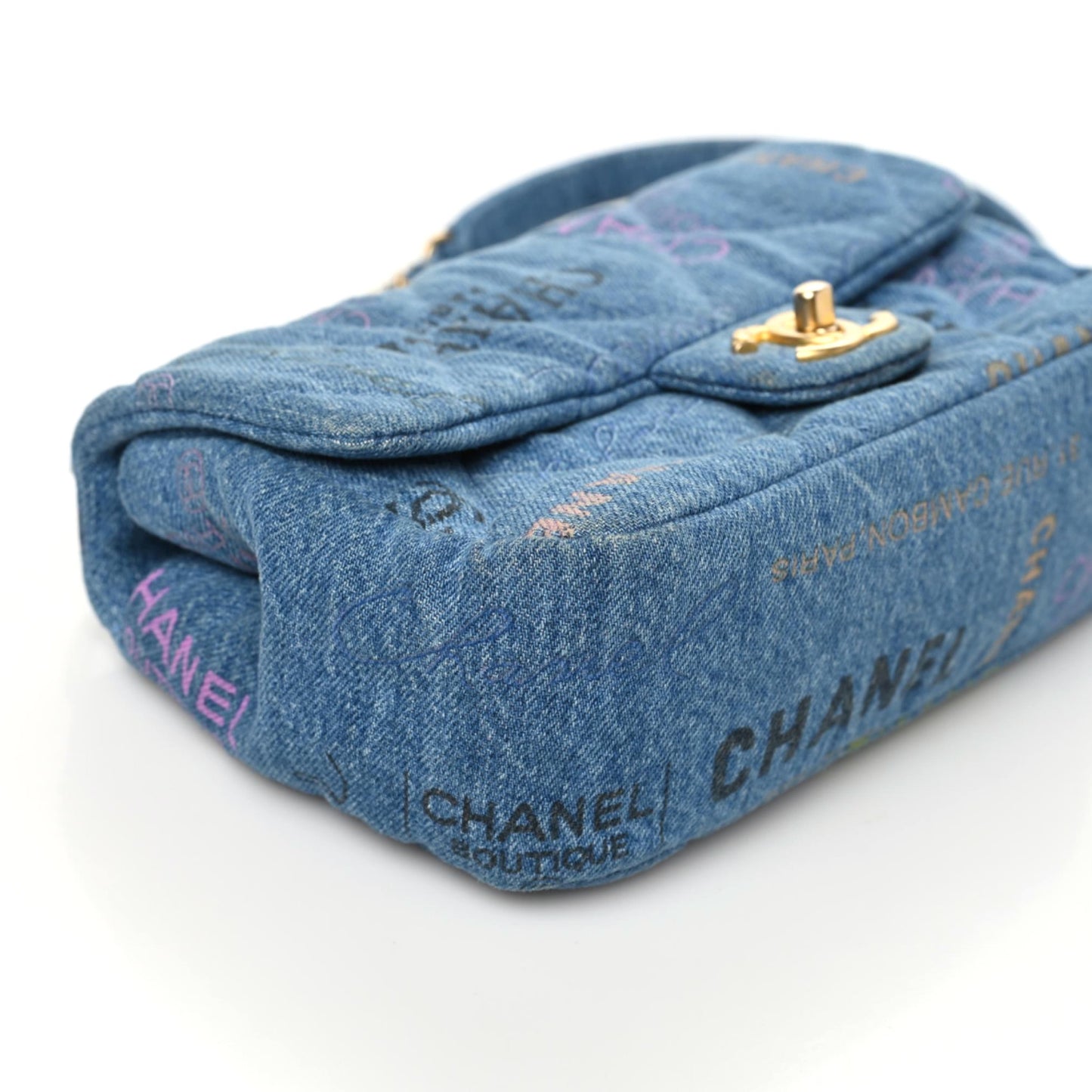 Denim Quilted Mini Denim Mood Rectangular Flap Blue Multicolor