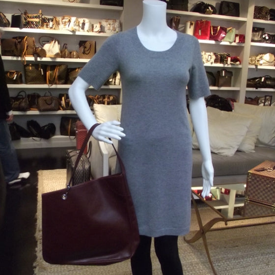 Box Leather Lopsided Tote Rouge