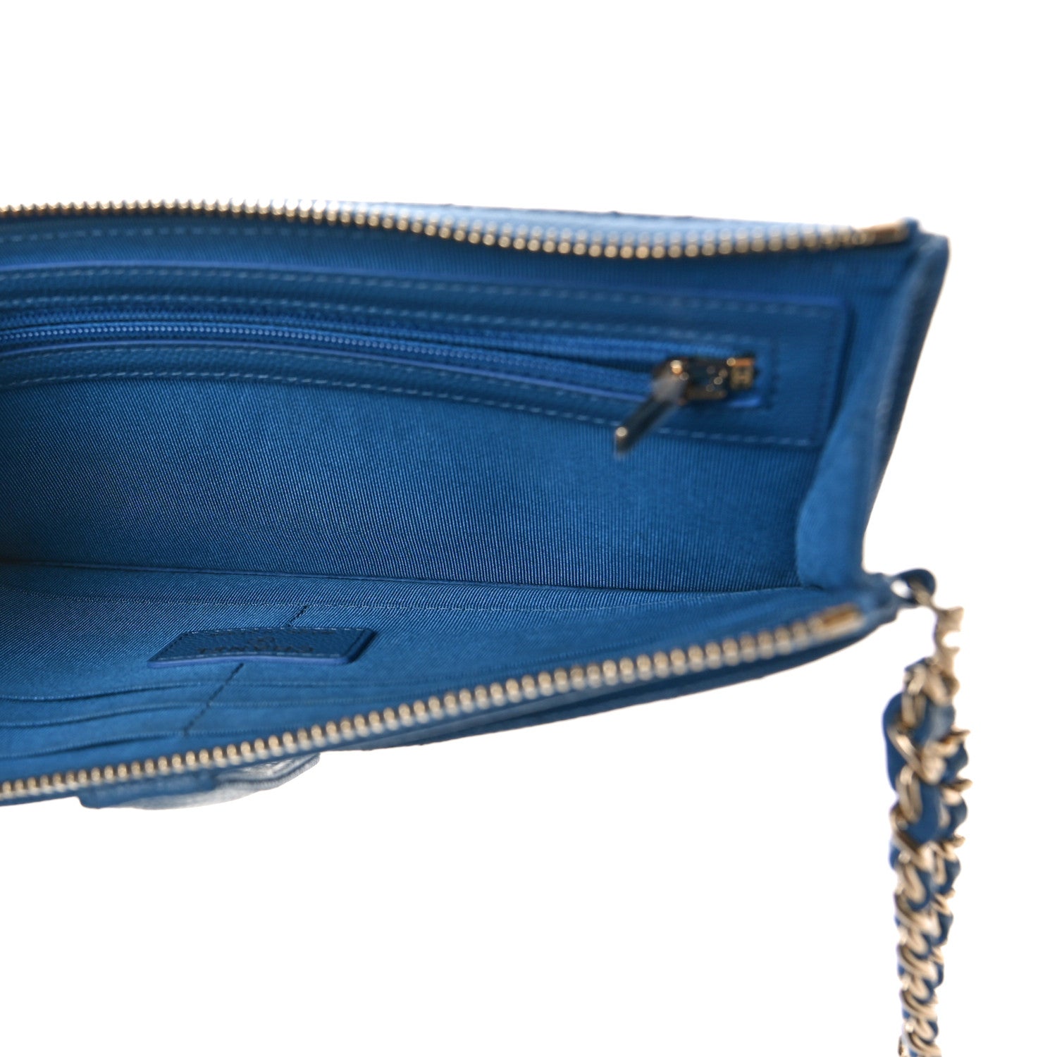 Chanel Caviar Quilted Classic Pouch With Handle Blue 5 of 8