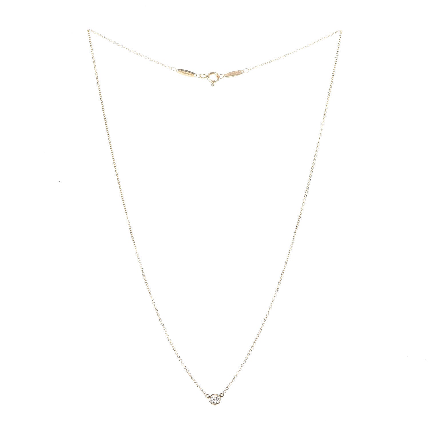 Tiffany 18K Yellow Gold Diamond .14ct Elsa Peretti Diamonds by the Yard Pendant Necklace 3 of 6