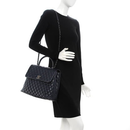 Chanel Caviar Quilted Large Coco Handle Flap Navy 2 of 7