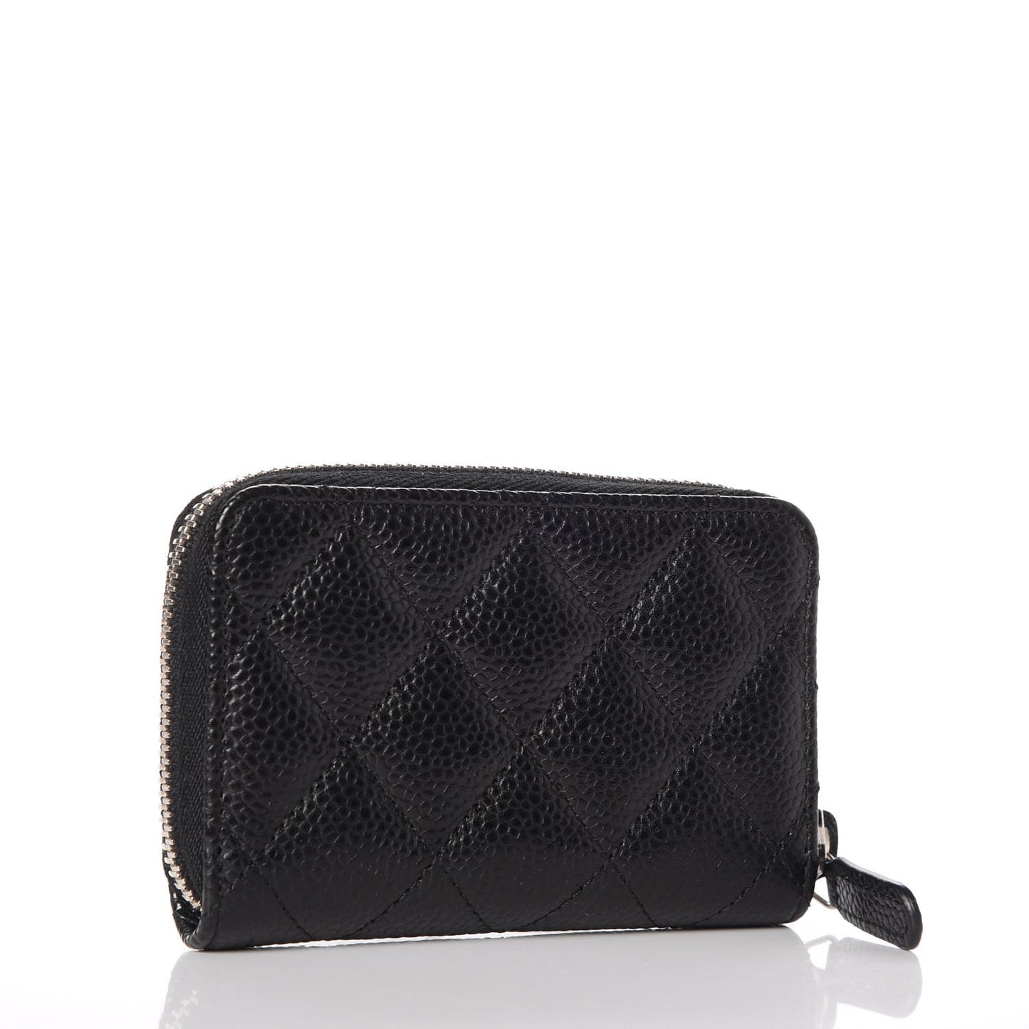 Caviar Quilted Zip Coin Purse Black