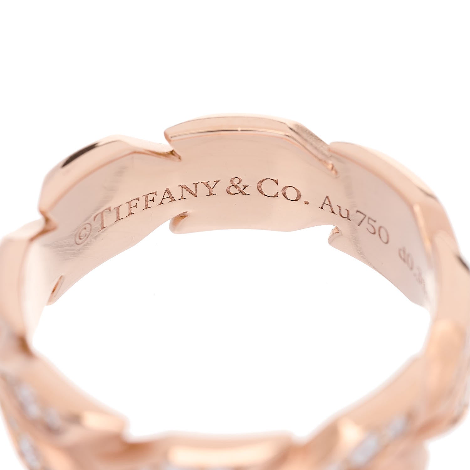 Tiffany 18K Rose Gold Diamond Victoria Vine Band Ring 49 5 4 of 6