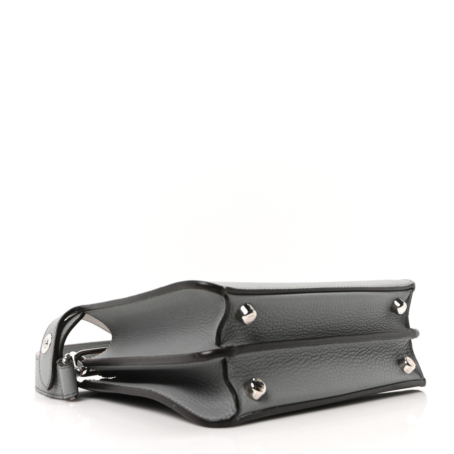 Cuoio Romano Vitello Cover Glazed Fabric Bi-Color FF 1974 Mini Peekaboo I SEE U Satchel  Grigio Chiaro Ghiaia
