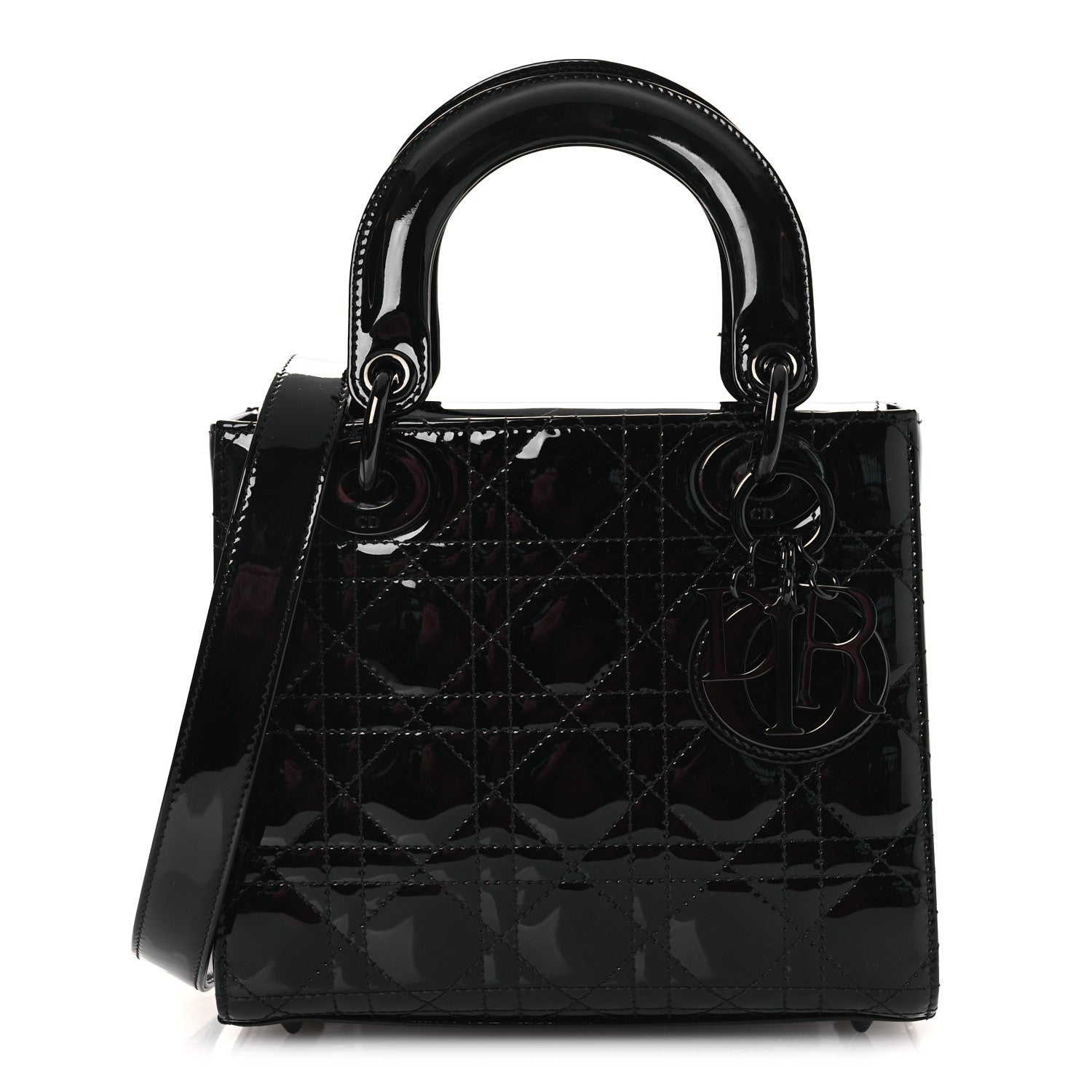 Christian Dior Ultraglossy Patent Cannage Small Lady Dior Black 1 of 13