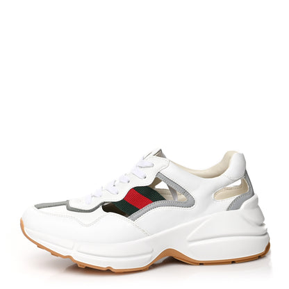 Gucci Demetra Web Womens Rhyton Cut Out Sneakers 40 Great White Grey 1 of 9