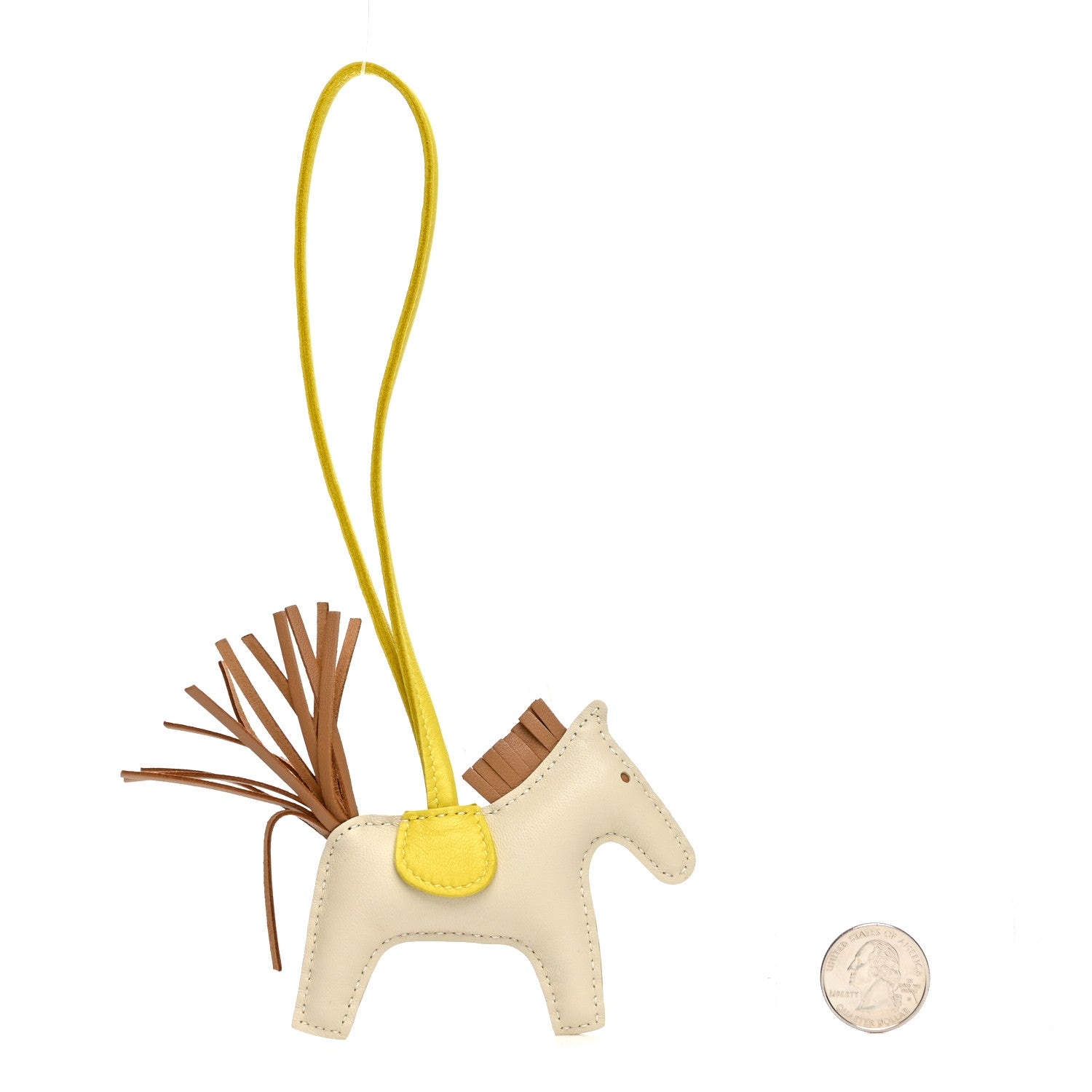 Hermes Milo Lambskin Grigri Rodeo Horse Bag Charm PM  Craie Chai Lime 2 of 4