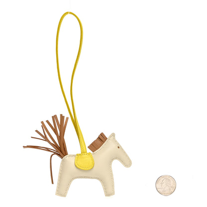 Hermes Milo Lambskin Grigri Rodeo Horse Bag Charm PM  Craie Chai Lime 2 of 4