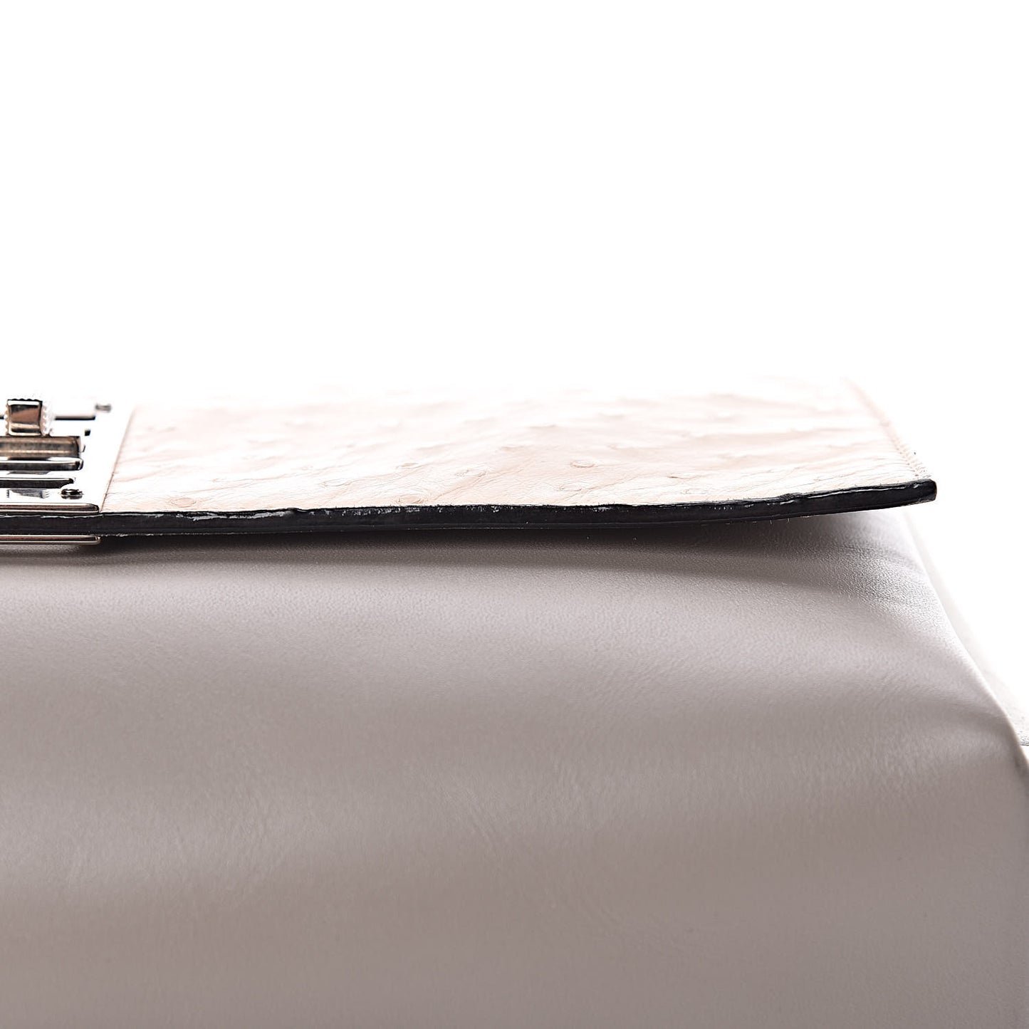 Ostrich Calfskin Suede PS Elliot Clutch Ciclo Pulver Ivory Black