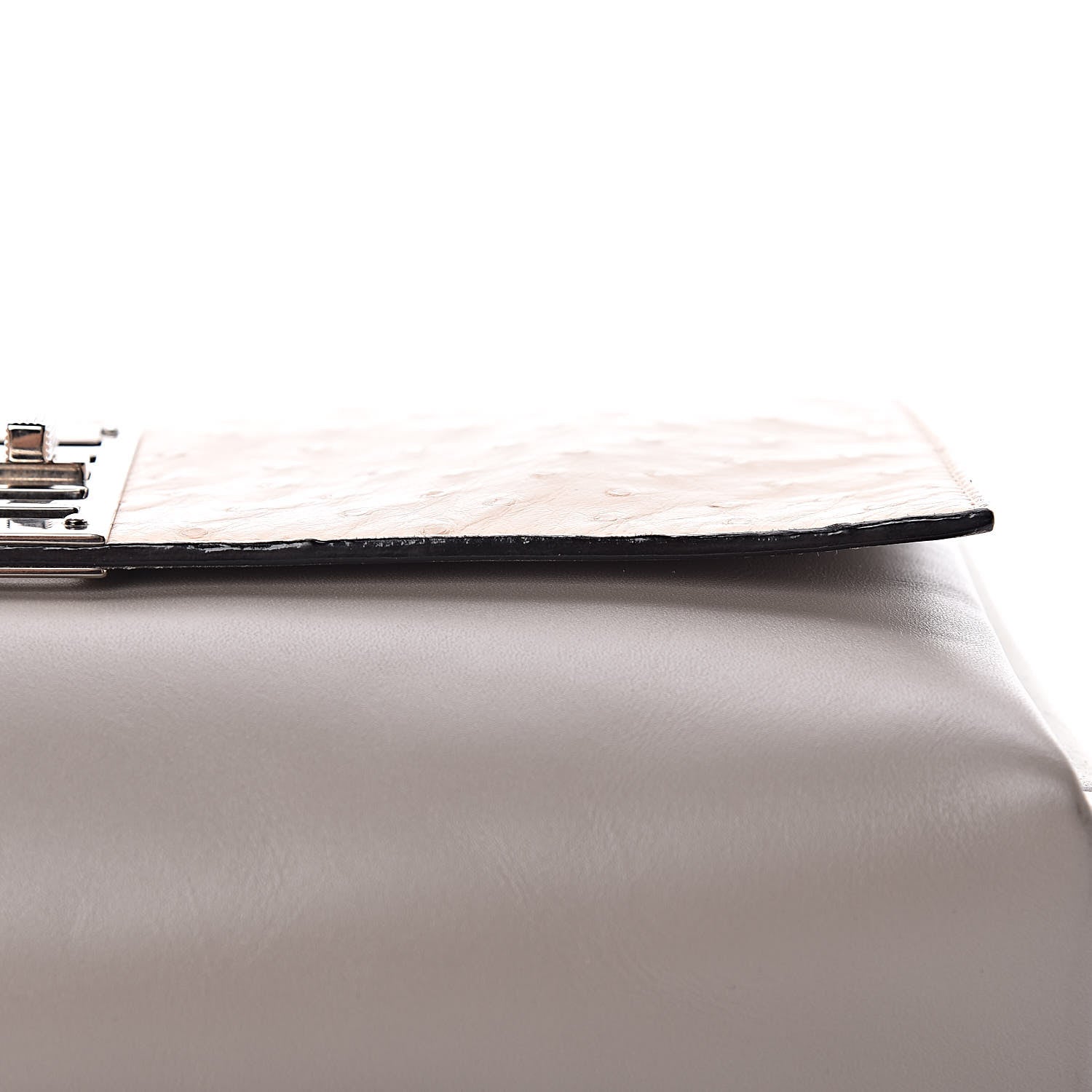 Proenza Schouler Ostrich Calfskin Suede PS Elliot Clutch Ciclo Pulver Ivory Black 12 of 12