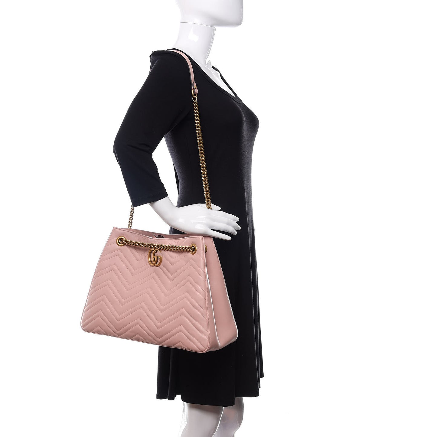 Calfskin Matelasse Medium GG Marmont Shoulder Tote Bag Perfect Pink