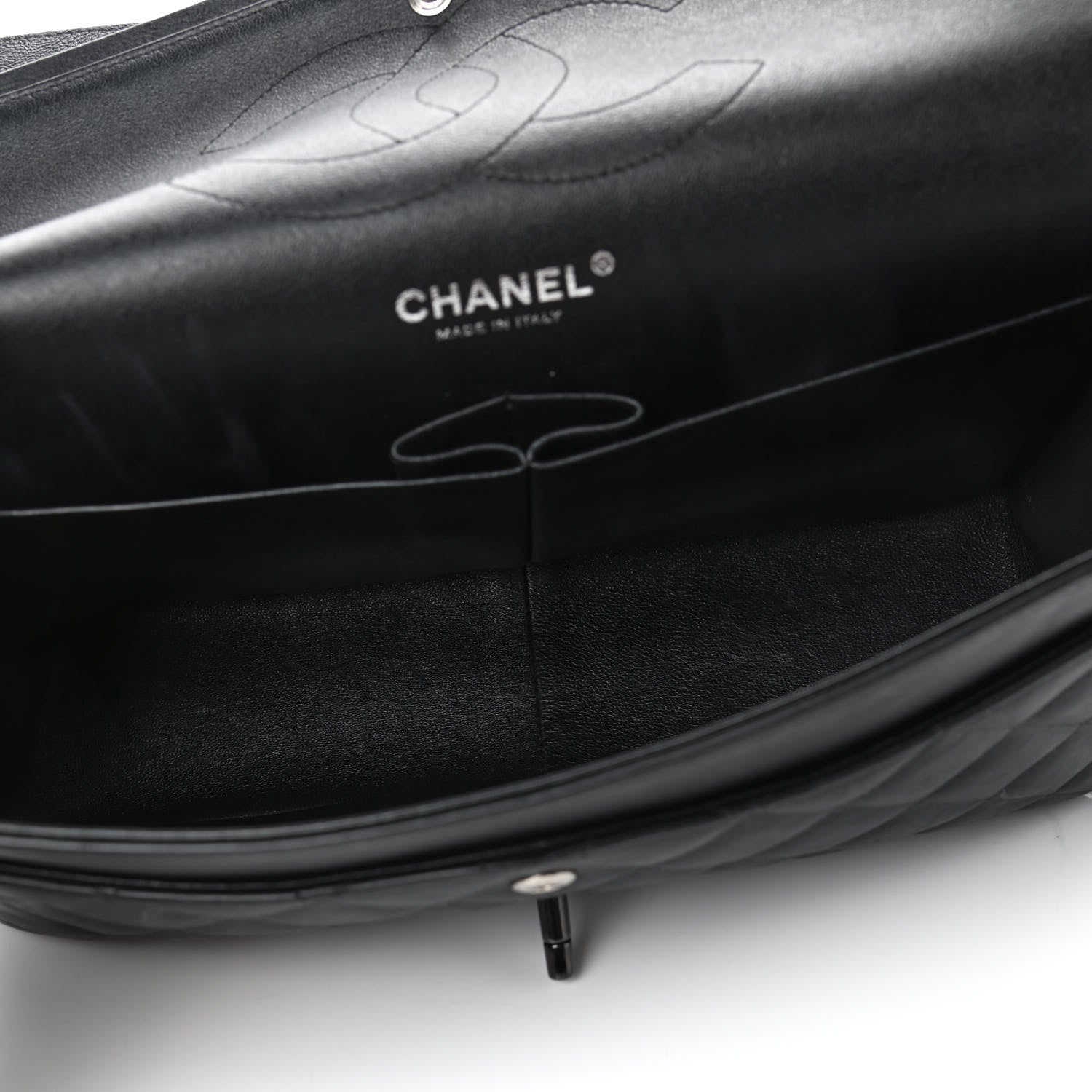 Chanel Crumpled Calfskin Quilted Jumbo Double Flap So Black 4 of 5