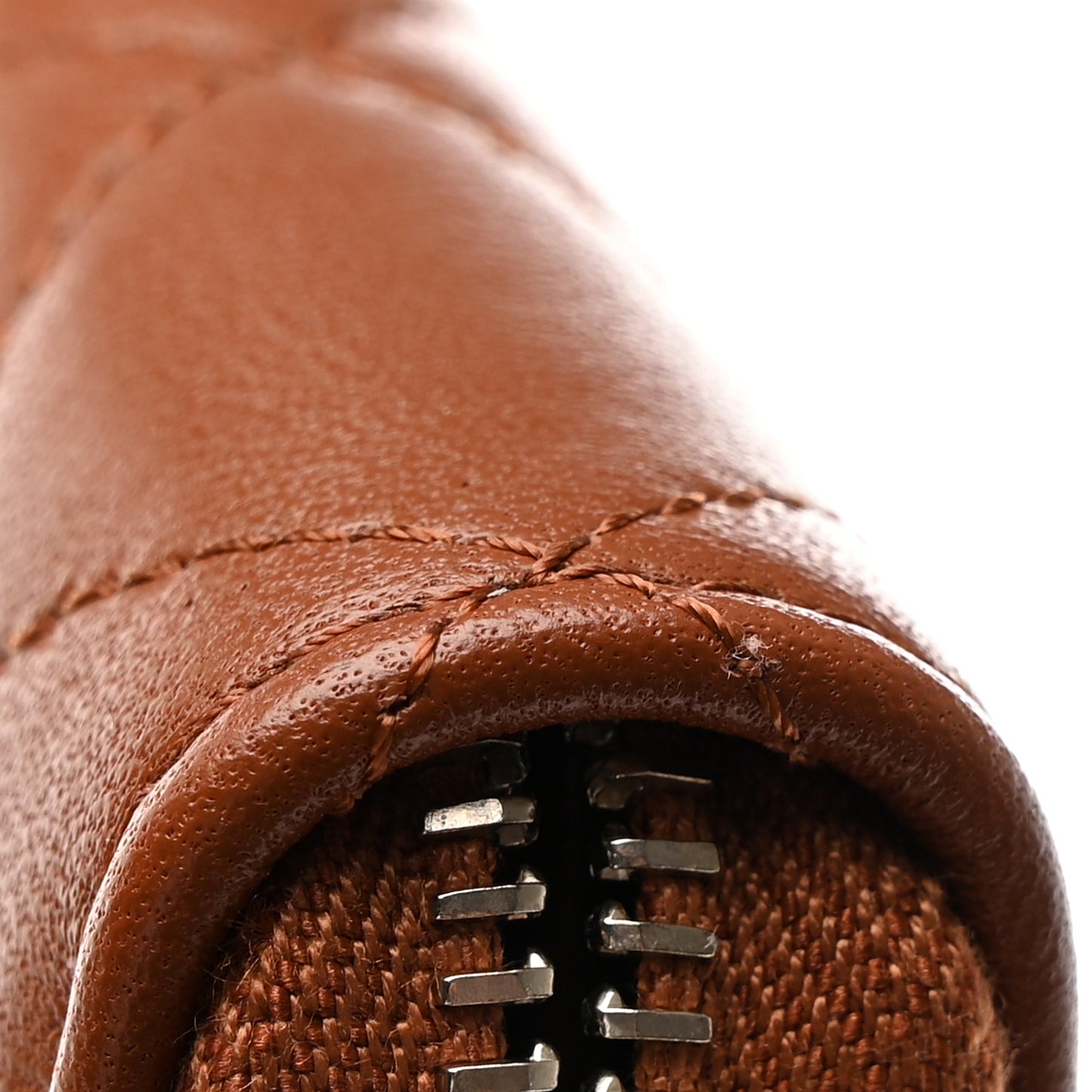 Lambskin Quilted Studded CC Large Gusset Zip Around Wallet Light Brown