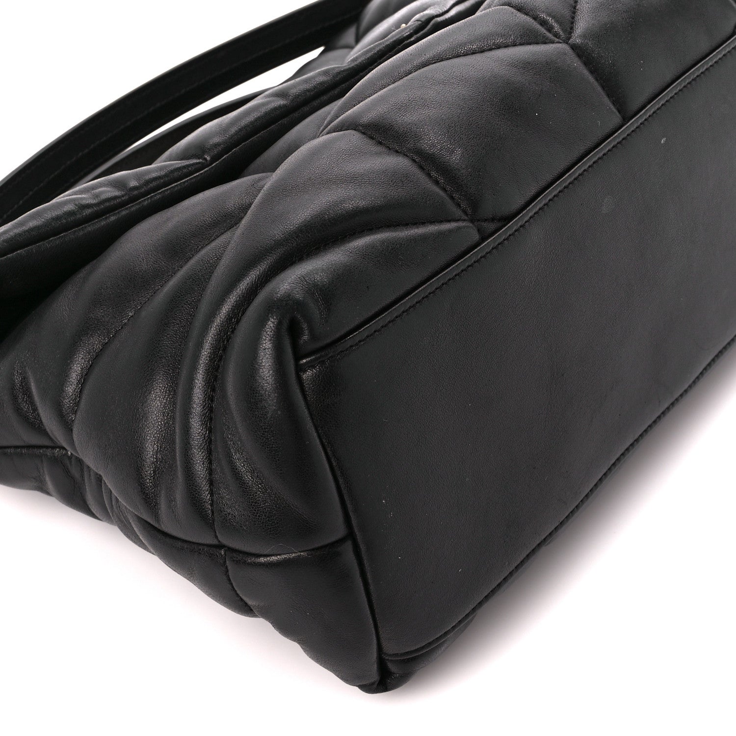 Saint Laurent Lambskin Quilted Medium Loulou Puffer Monogram Chain Satchel Black 10 of 12