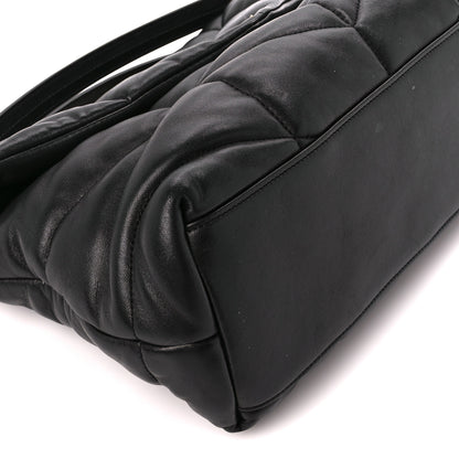 Saint Laurent Lambskin Quilted Medium Loulou Puffer Monogram Chain Satchel Black 10 of 12