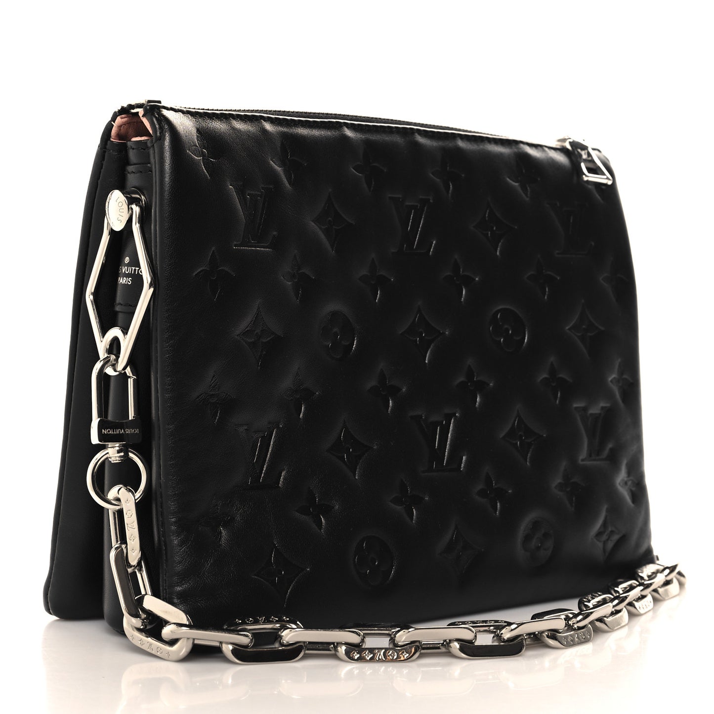 Lambskin Embossed Monogram Coussin PM Black