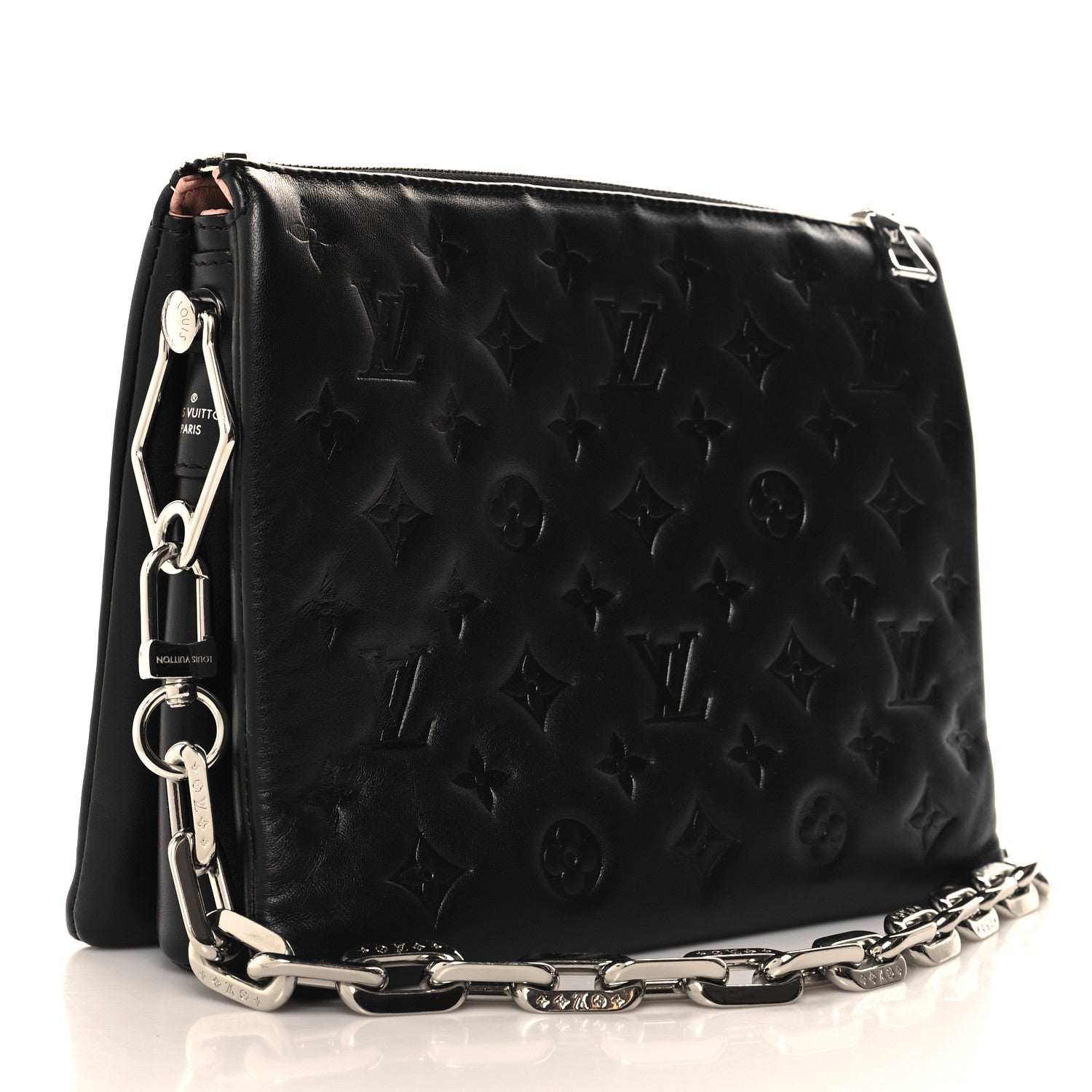 Louis Vuitton Lambskin Embossed Monogram Coussin PM Black 3 of 11