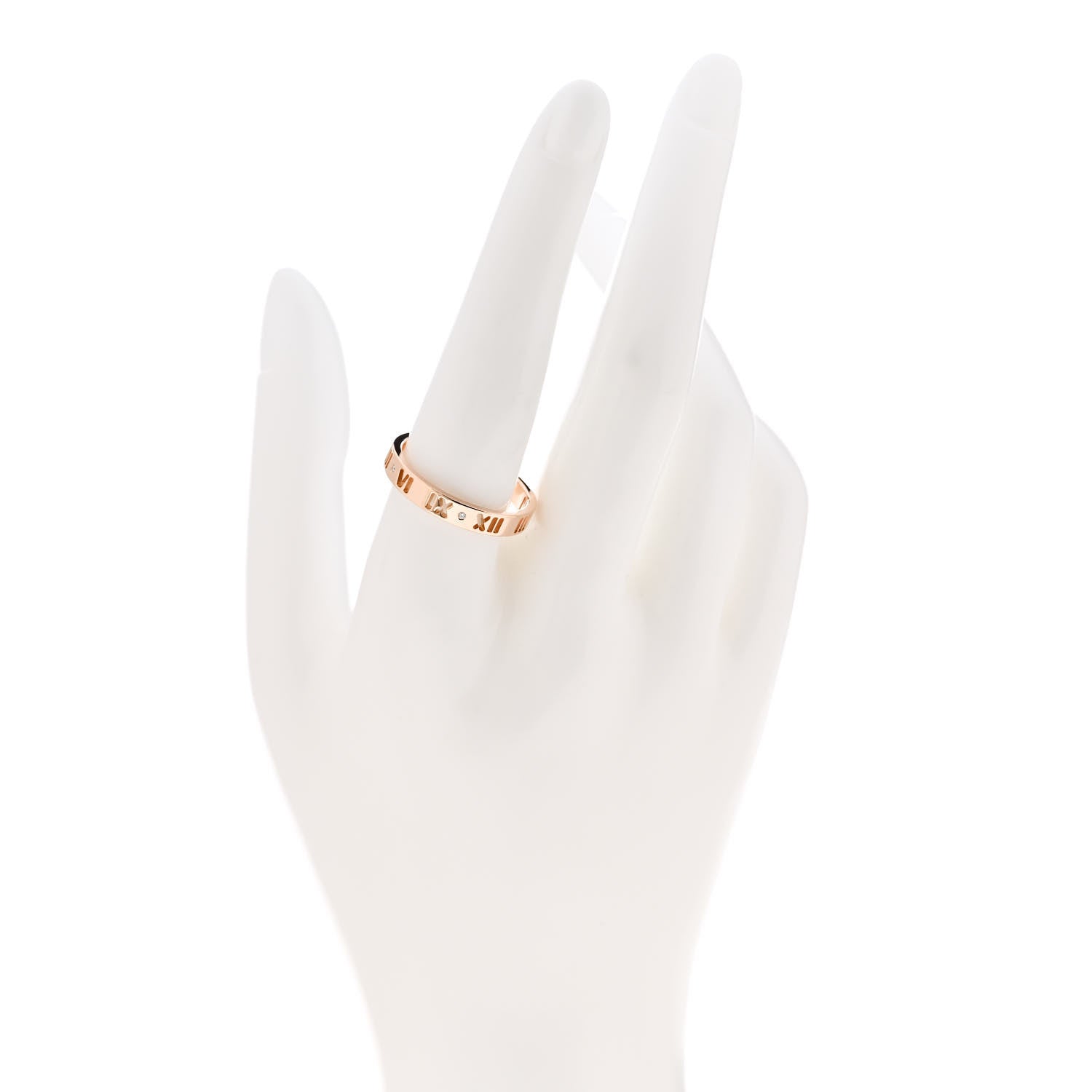 Tiffany 18K Rose Gold Diamond Narrow Atlas Pierced Ring 60 9.25 2 of 5