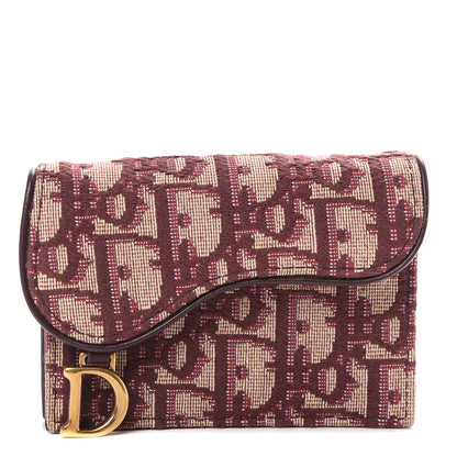 Christian Dior Oblique Saddle Card Holder Bordeaux 1 of 7