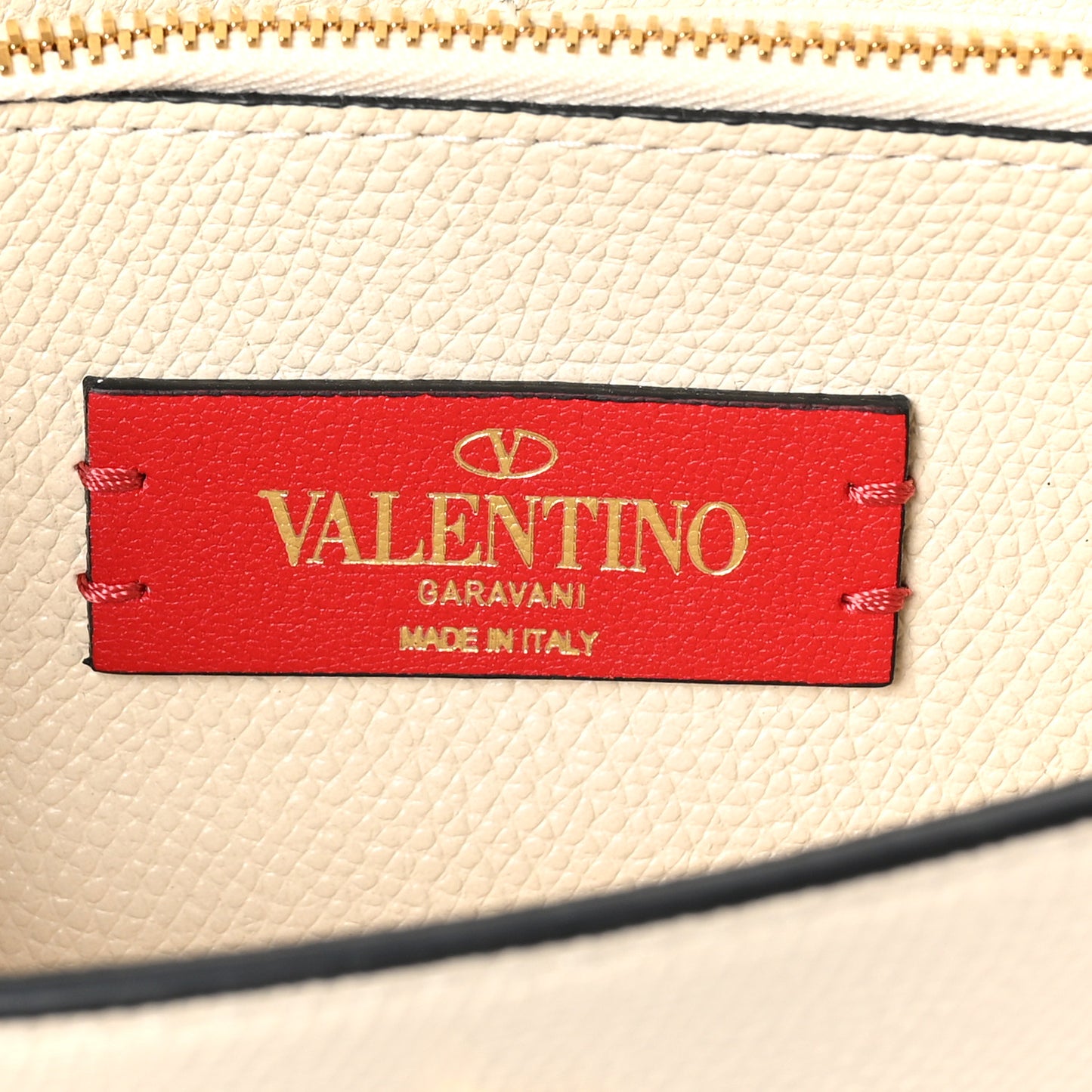 Grainy Calfskin VLogo Wallet With Chain Light Ivory