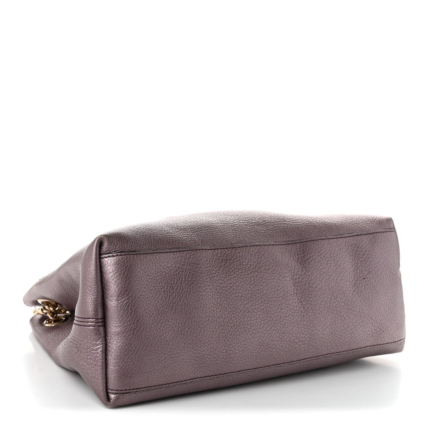 Metallic Pebbled Calfskin Medium Soho Chain Shoulder Bag Purple