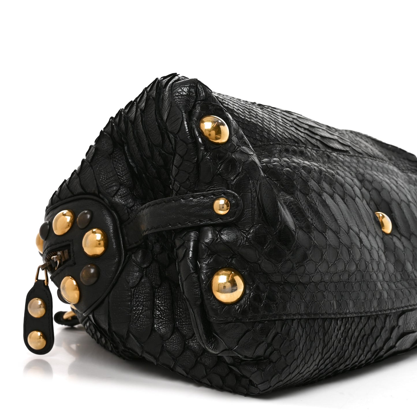 Snakeskin Large Babouska Dome Satchel Black