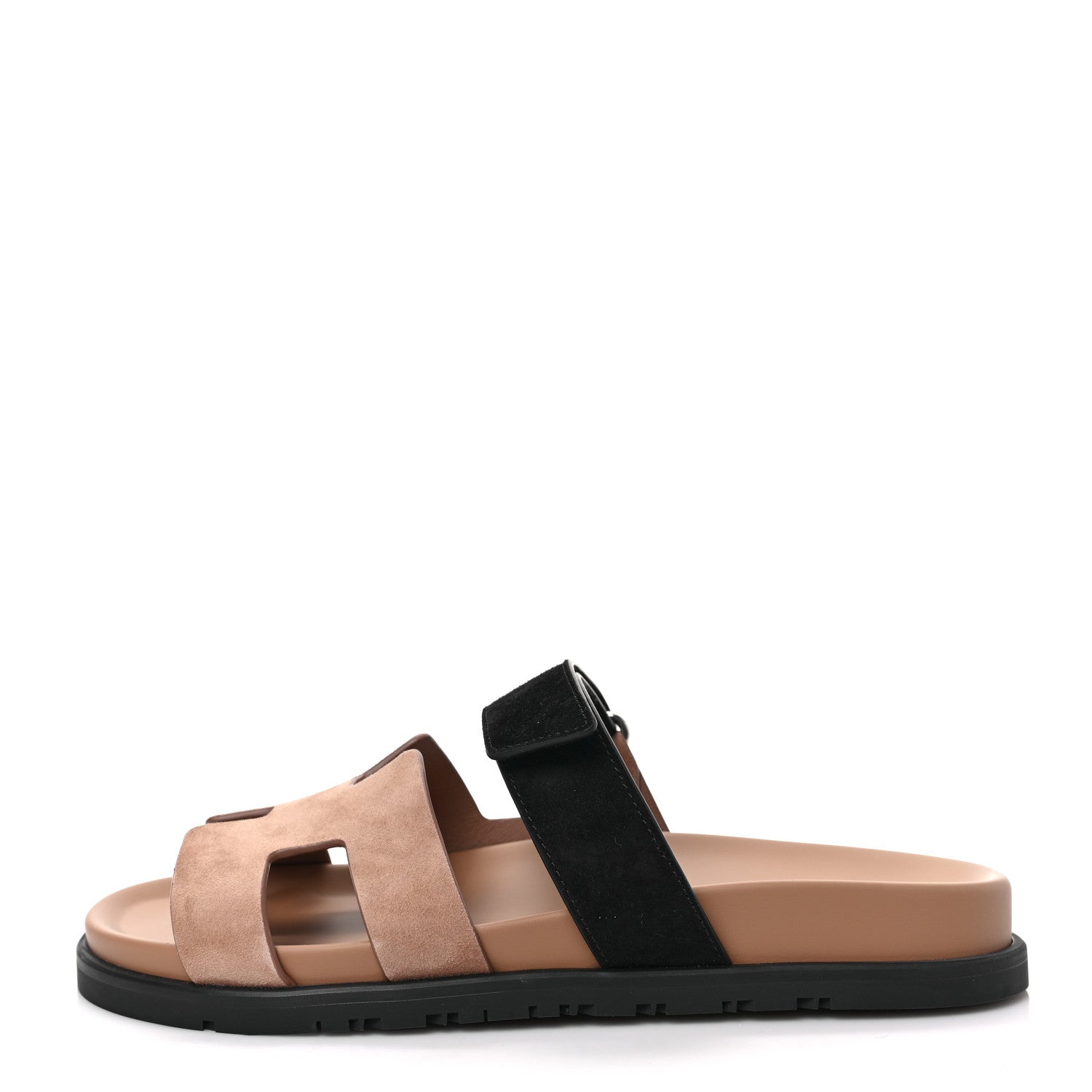 Hermes Suede Goatskin Womens Chypre Sandals 39.5 Rose Perle Black 1 of 9