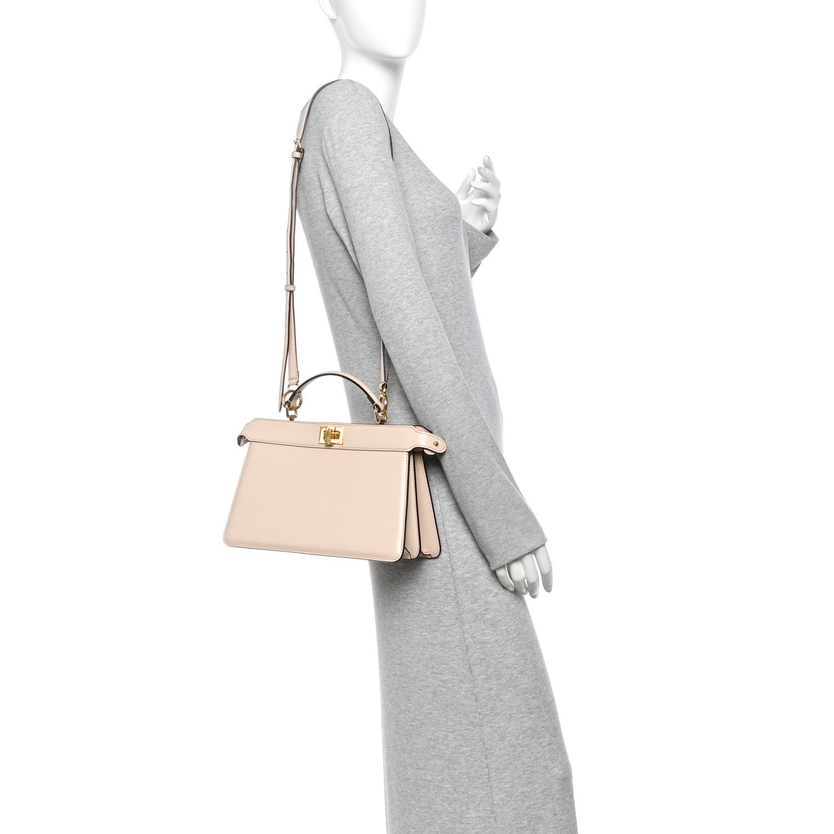 Fendi Vitello King Luxor Shiny Nappa Medium Peekaboo I SEE U East West Satchel Light Rose 2 of 10