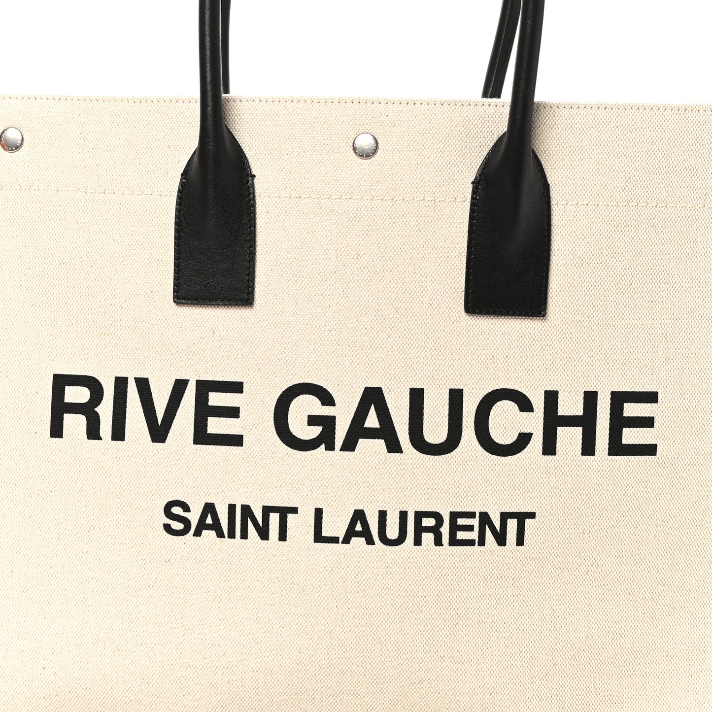 Linen Calfskin Rive Gauche Tote White Black