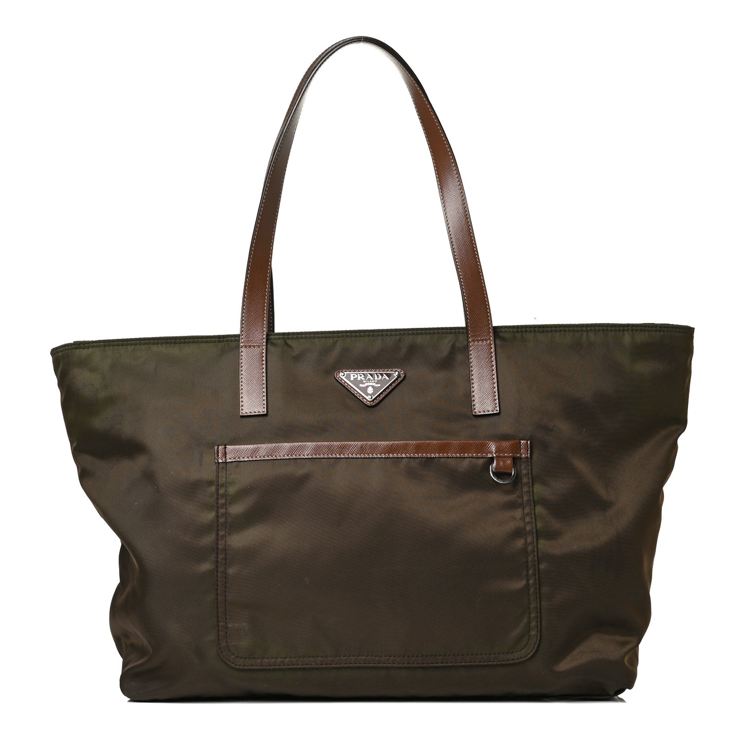 Tessuto Nylon Saffiano Shopping Tote Green