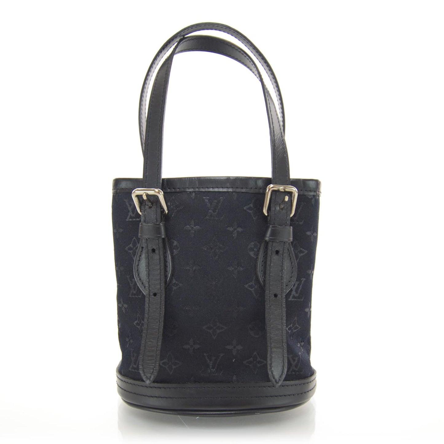 Satin Monogram Little Bucket Black