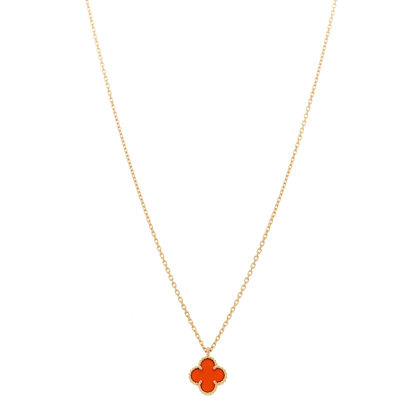 18K Rose Gold Carnelian Sweet Alhambra Pendant Necklace