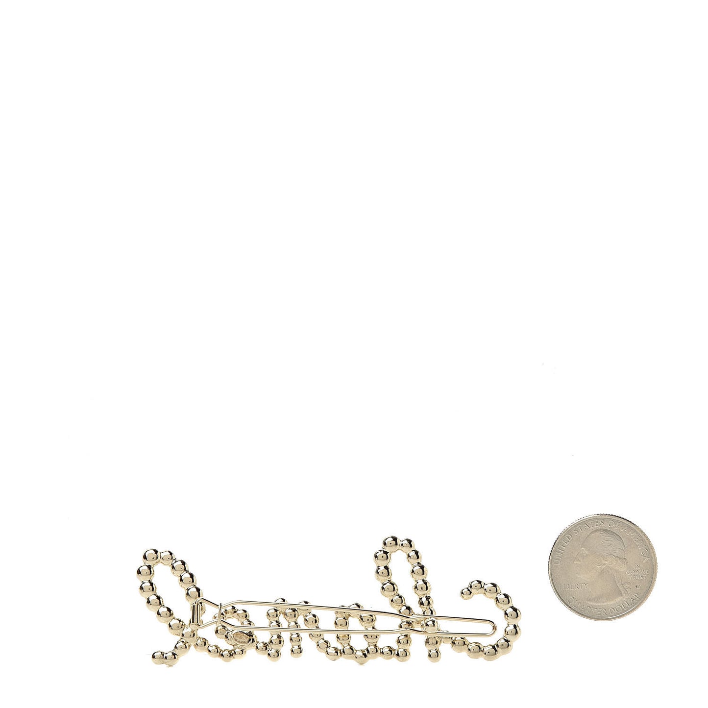 Metal Glass Swirling Pearls Hair Clip Gold