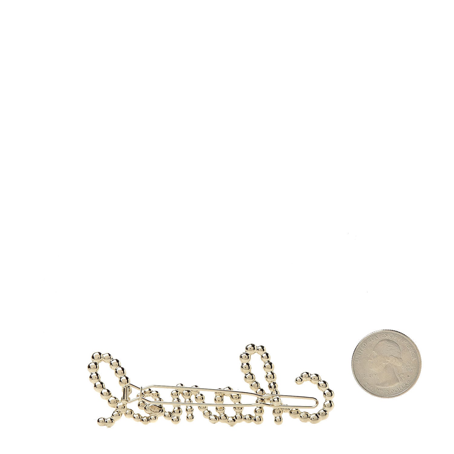 Chanel Metal Glass Swirling Pearls Hair Clip Gold 2 of 4