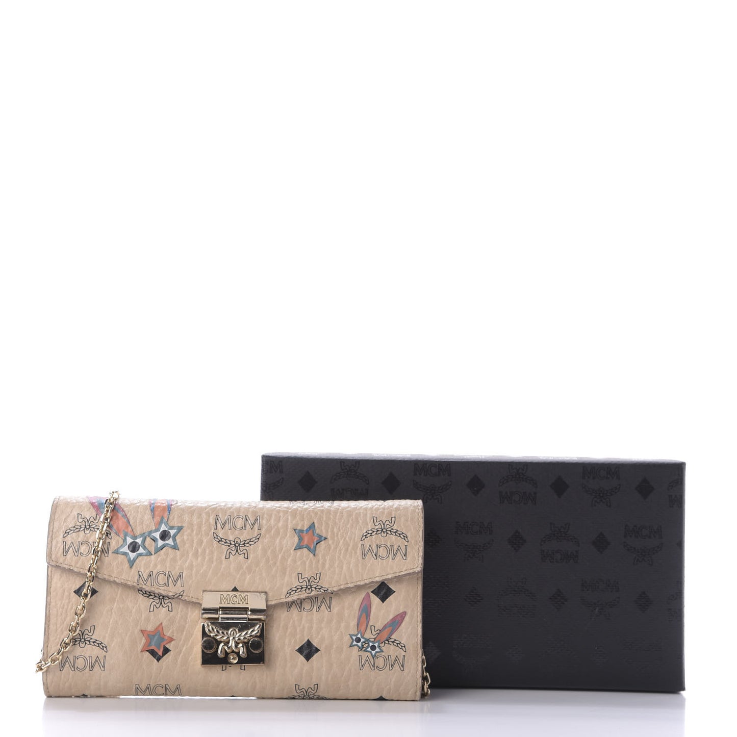 Visetos Star Eyed Bunny Large Patricia Wallet On Chain Beige