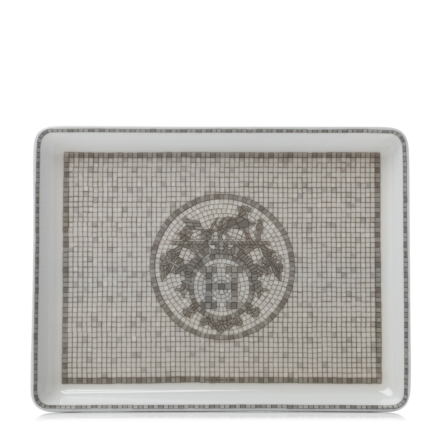 Hermes Porcelain Mosaique Au 24 Sushi Plate Platine 1 of 4
