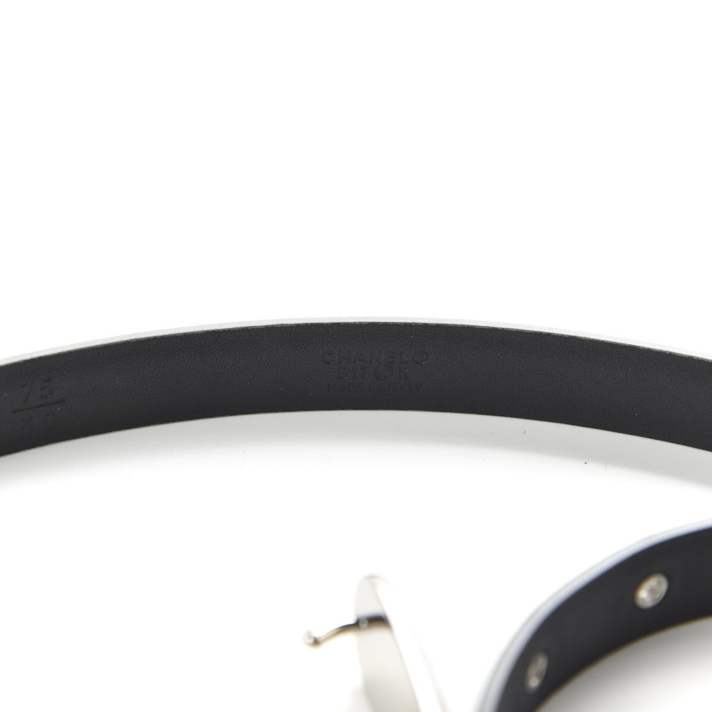 Glitter Calfskin CC Logo Skinny Belt 75 30 Silver
